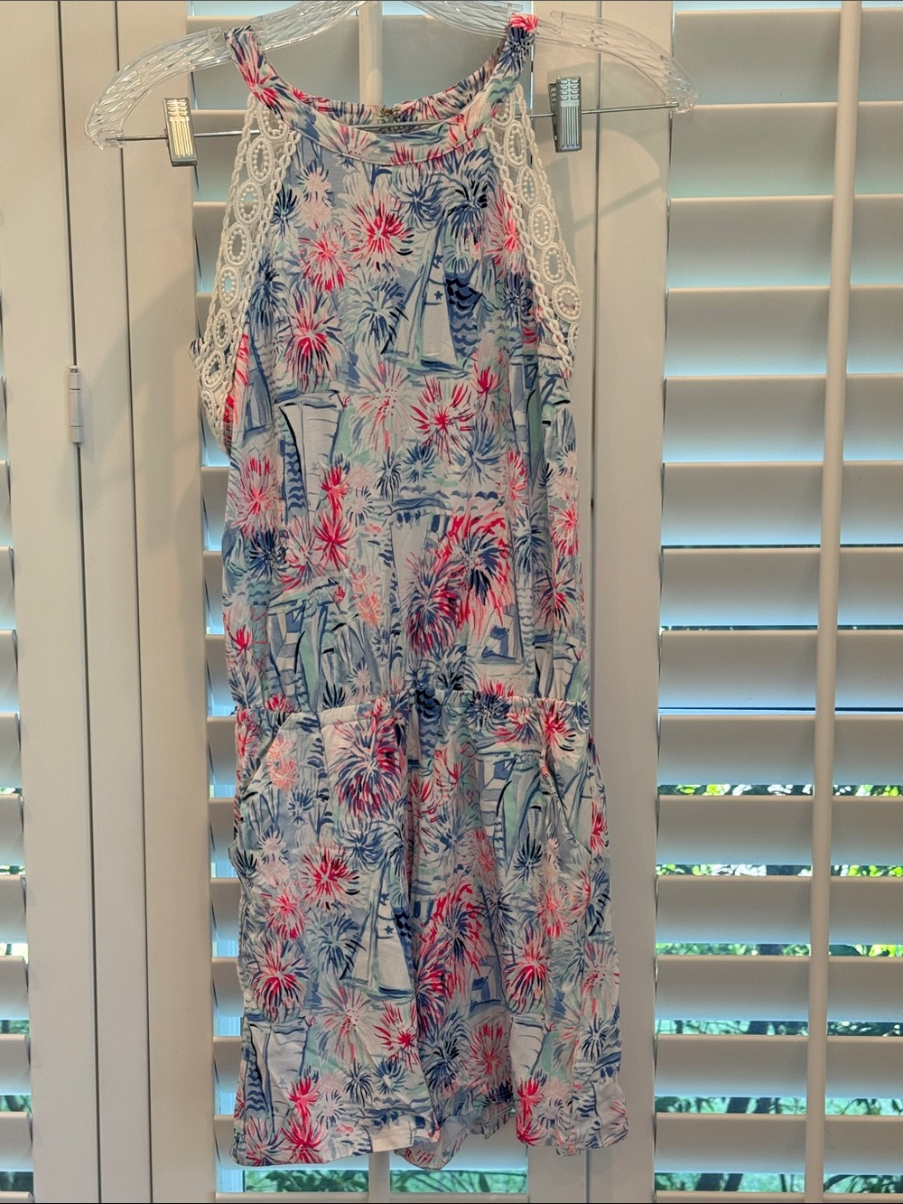 Lilly Pulitzer Lala Crew Romper in Blue Tint Sea To Shining Sea